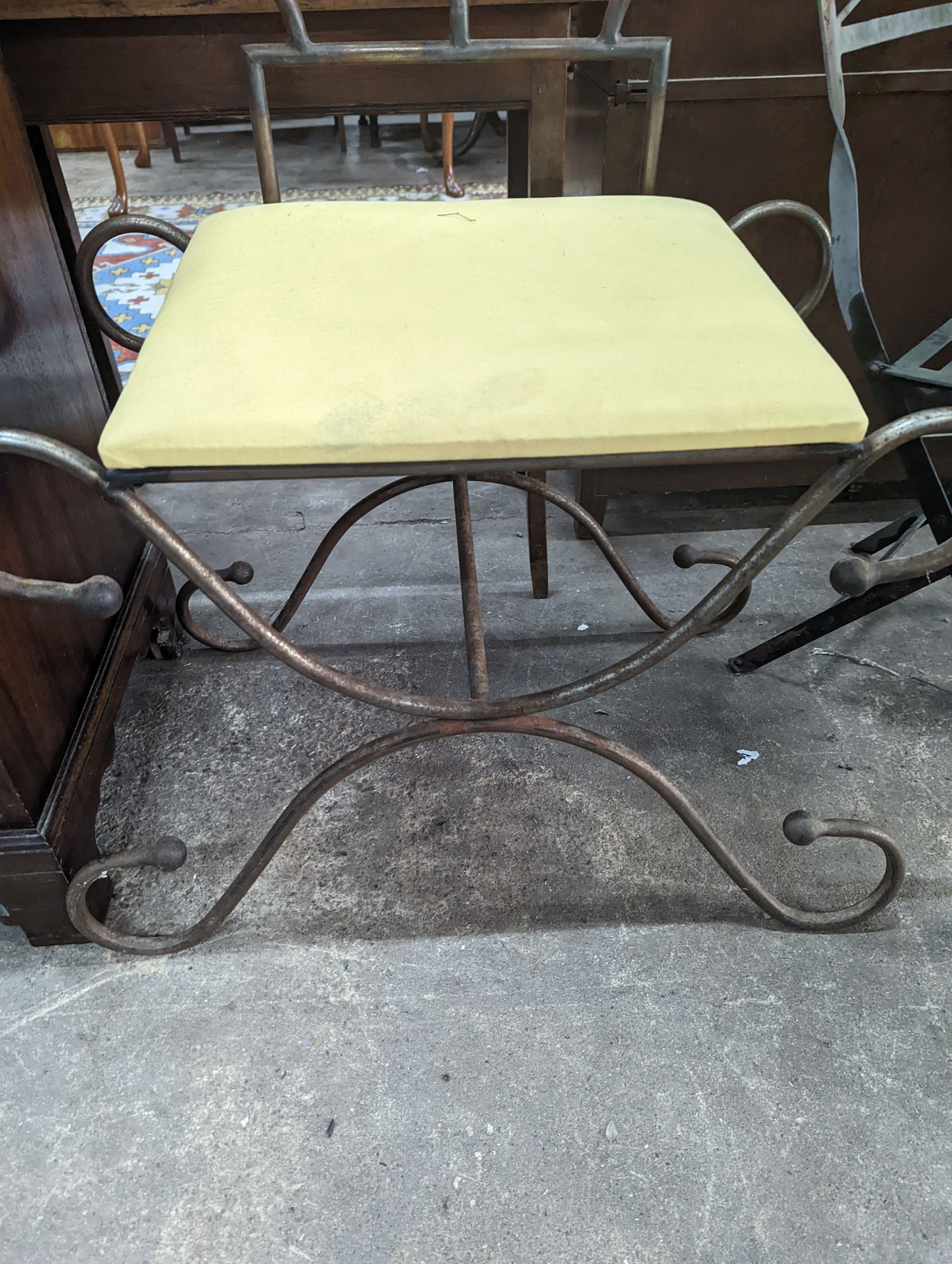 A wrought iron high back chair, height 172cm